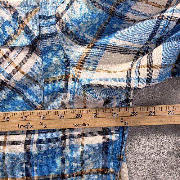 Aerosmith Shirt Mens Large Blue Plaid Flannel Angry Minnow Dream On Patch Rock - Picture 9 of 11